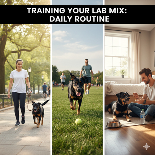 Chăm sóc và huấn luyện chó Labrador lai với vận động, chơi đùa và sinh hoạt hằng ngày