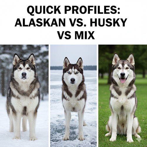 So sanh chan dung cho Alaska thuan Husky thuan va Alaska lai Husky ve ngoai hinh va than hinh