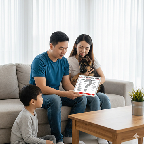 Gia đình xem bảng câu hỏi kiểm tra trước khi đặt cọc mua chó Becgie nhỏ, Becgie lùn.