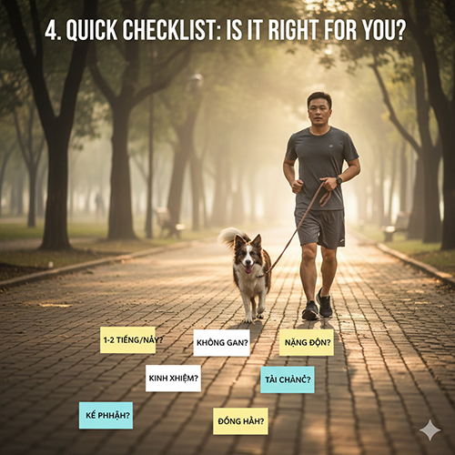 Người đàn ông chạy bộ cùng Border Collie trong công viên buổi sáng