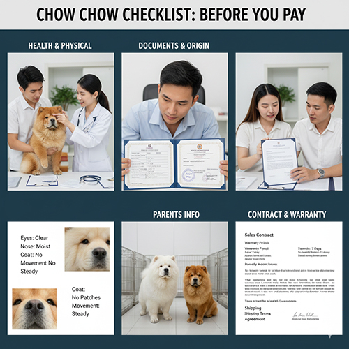 Checklist kiểm tra Chow Chow trước khi đặt cọc hoặc nhận chó
