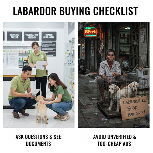 checklist mua cho labrador xem giay to va tranh tin rao gia re khong xac thuc