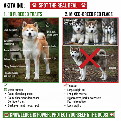 Check-list nhận biết Akita thuần chủng và dấu hiệu cảnh báo Akita lai ngoài đời thực