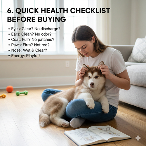 checklist nhanh kiem tra suc khoe cho alaska con truoc khi mua