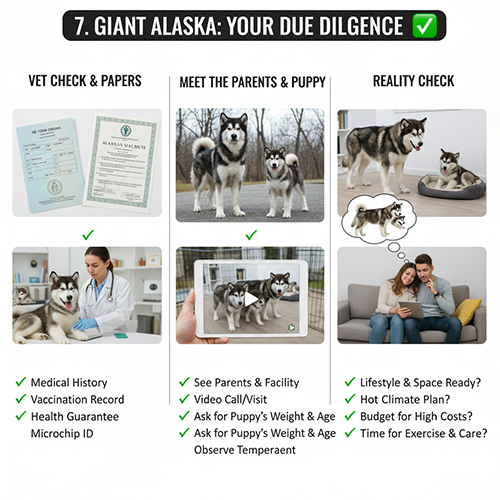 Checklist cần kiểm tra trước khi mua chó Alaska khổng lồ