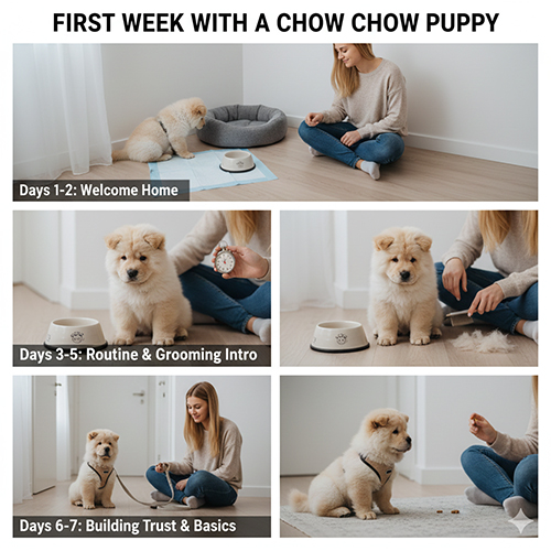 Checklist 1 tuần đầu nuôi chó Chow Chow con cho người mới