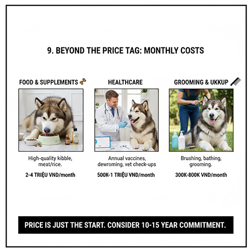 Hinh anh tong hop chi phi nuoi Alaska hang thang: thuc an y te grooming