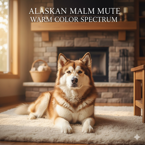 Chó Alaska màu nâu, nâu đỏ và vàng với bộ lông dày, tông ấm cổ điển
