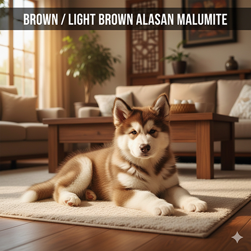 Chó Alaska Malamute màu nâu nhạt nâu trắng với bộ lông dày tông cà phê sữa