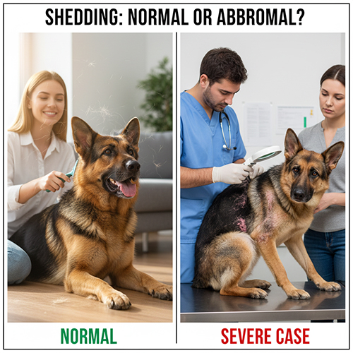 So sánh chó Becgie thay lông sinh lý bình thường và rụng lông bất thường do bệnh da