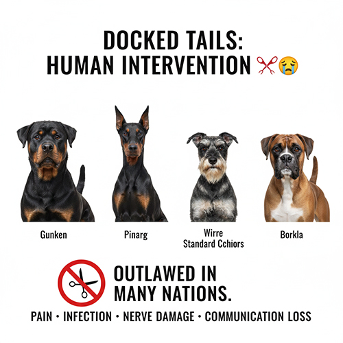 Các giống chó thường bị cắt đuôi: Rottweiler, Doberman, Schnauzer, Boxer