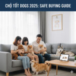 Chó cảnh mua bán trên Chợ Tốt – gia đình nuôi chó trong nhà, minh họa cách chọn chó an toàn