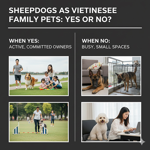 So sánh các tình huống phù hợp và không phù hợp khi nuôi chó chăn cừu trong gia đình Việt Nam