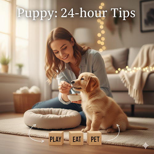Chó con và mẹo 24 giờ đầu tiên – hướng dẫn giúp cún làm quen, ghi nhớ tên và cảm thấy an toàn