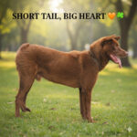 Chó cụt đuôi lông nâu đứng trên bãi cỏ, minh họa bài viết về chó đuôi cộc có thật sự xui không