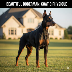 Chó Doberman màu lông chuẩn với ngoại hình cân đối, cơ bắp săn chắc