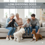 Chó ít rụng lông cho gia đình: cả nhà ngồi trên sofa chơi cùng 3 chú chó cưng trong phòng khách