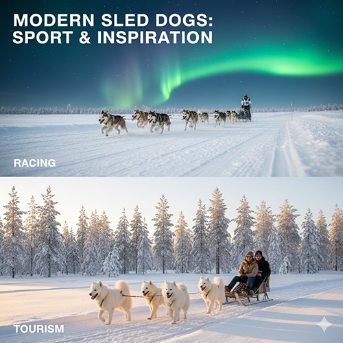 Chó kéo xe tuyết trong đời sống hiện đại với thể thao và du lịch