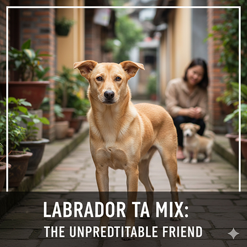 Chó Labrador lai chó ta với ngoại hình thanh mảnh, tai bán dựng và dáng cao gọn