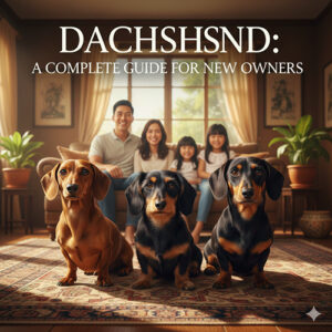 Hình ảnh gia đình và ba chú chó Lạp Xưởng trong hướng dẫn đầy đủ cho người mới