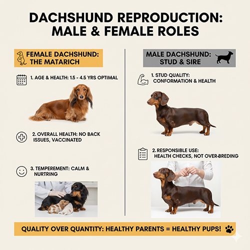 Infographic vai trò của chó Lạp xưởng đực và cái trong sinh sản