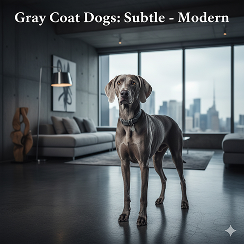 Chó lông xám trầm và hiện đại – gợi ý tên cho chó màu xám theo cảm hứng kim loại và khói sương