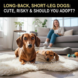 Chó lưng dài thân dài chân ngắn nằm trong nhà, giống chó dễ thương nhưng tiềm ẩn rủi ro về cột sống