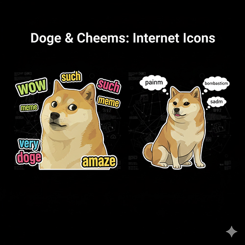Hình minh họa Doge và Cheems – hai chú chó Shiba Inu biểu tượng meme Internet