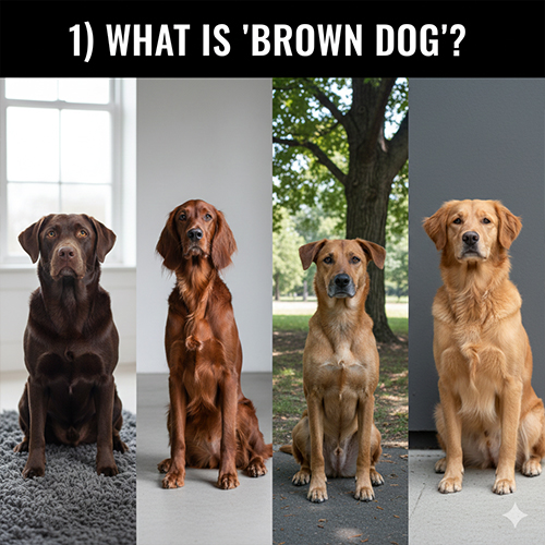 các giống chó nâu với nhiều sắc độ lông khác nhau ngồi cạnh nhau