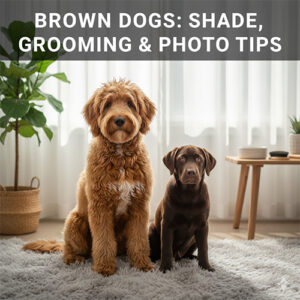 chó nâu với các sắc độ lông khác nhau ngồi trong không gian sáng sạch