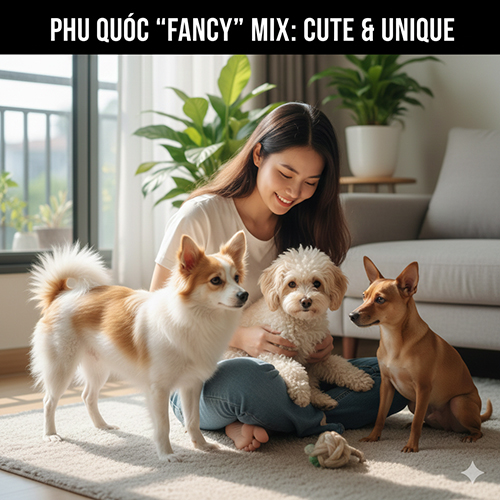 Ảnh minh họa chó Phú Quốc lai kiểng như lai Nhật, Poodle và Phốc – ngoại hình nhỏ, đáng yêu và rất đa dạng.
