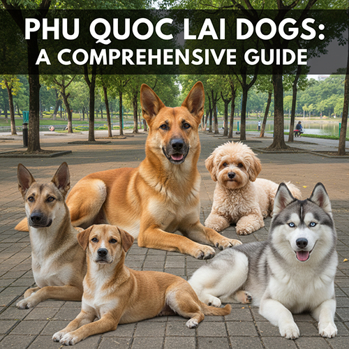 Ảnh minh họa các kiểu chó Phú Quốc lai phổ biến như lai Husky, lai Phốc sóc, lai Golden, lai chó ta – dùng cho bài viết phân tích ưu nhược điểm và mức độ đáng nuôi.