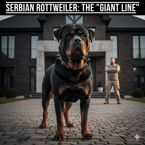 Chó Rottweiler Serbia với khung xương lớn, đầu to và thân hình lực lưỡng