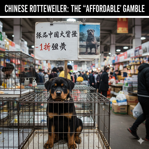 Chó Rottweiler Trung Quốc giá rẻ được bán tại chợ thú cưng, tiềm ẩn nhiều rủi ro
