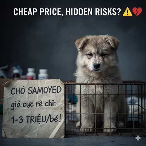 Cảnh báo rủi ro khi mua chó Samoyed giá rẻ chỉ 1–3 triệu