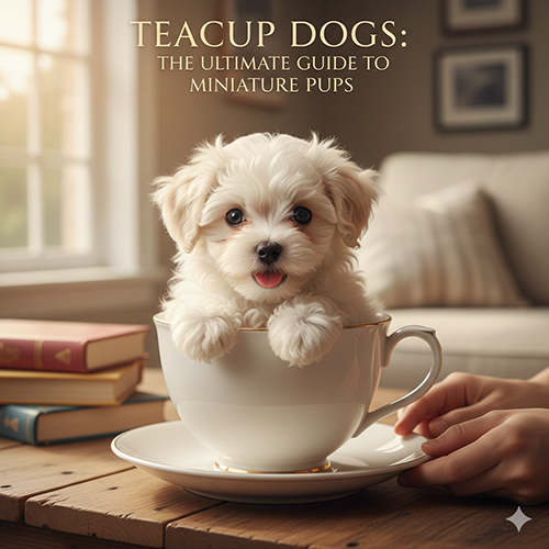 Chó Teacup siêu nhỏ ngồi trong tách trà phong cách dễ thương