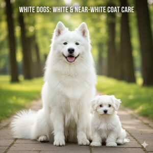 Chó lông trắng và gần trắng với các sắc độ khác nhau, bộ lông sáng sạch tự nhiên