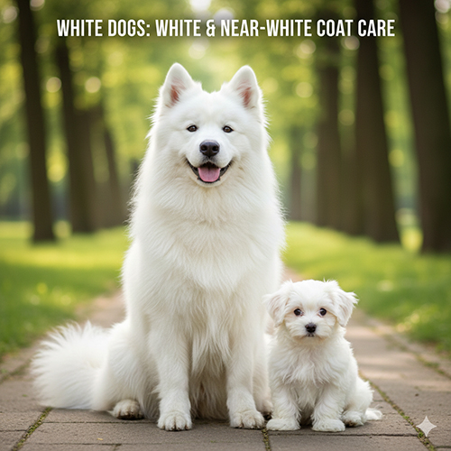 Chó lông trắng và gần trắng với các sắc độ khác nhau, bộ lông sáng sạch tự nhiên