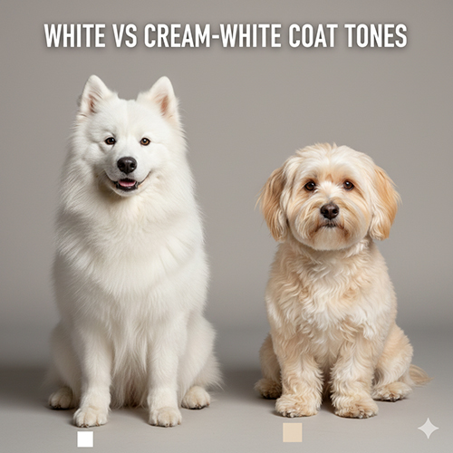 So sánh chó trắng thuần và chó trắng ngà, khác biệt sắc độ lông white và cream-white