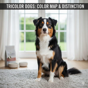 Chó tricolor ba màu với ba mảng đen trắng nâu phân bố rõ ràng trên cơ thể