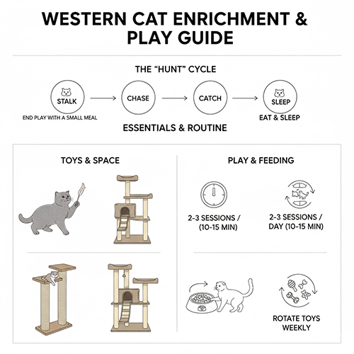 Hướng dẫn enrichment và chơi đúng cách cho mèo Tây trong nhà