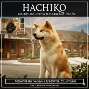 Chó Hachiko Akita Inu ngồi trước ga, biểu tượng trung thành của Nhật Bản