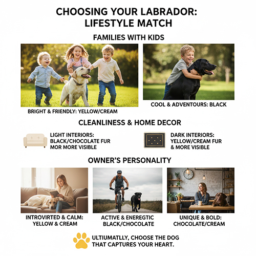 Gợi ý chọn màu chó Labrador theo gia đình có trẻ nhỏ nội thất nhà và lối sống