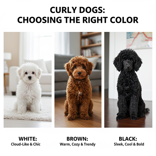 So sánh chó lông xoăn màu trắng, nâu và đen để chọn màu phù hợp không gian sống