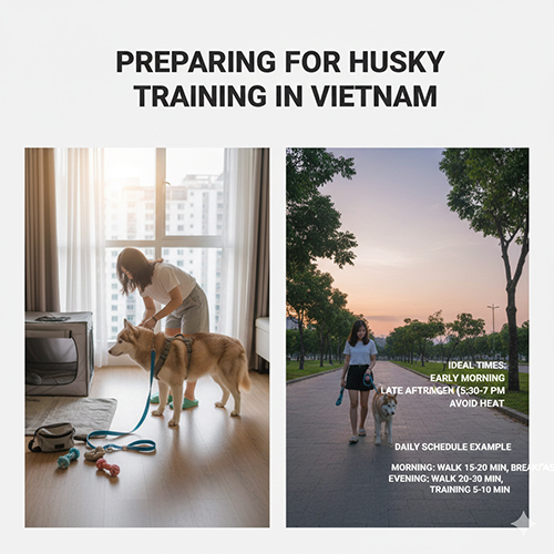 Chuẩn bị trước khi huấn luyện chó Husky ở Việt Nam