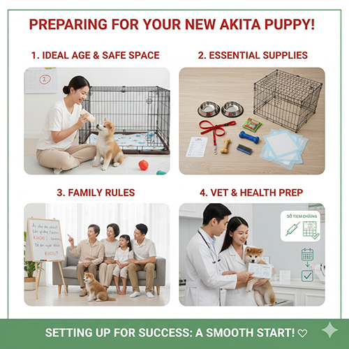 Chuẩn bị trước khi đón chó Akita con về nhà