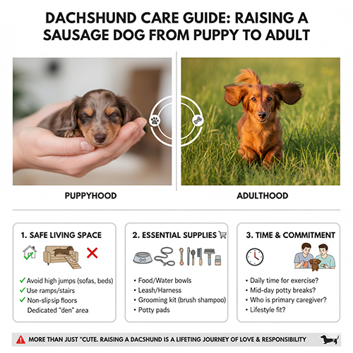 Chuẩn bị trước khi nuôi chó Lạp xưởng gồm không gian sống, đồ dùng và thời gian chăm sóc