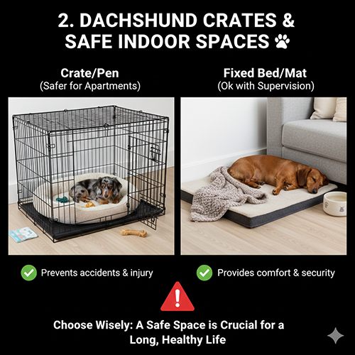 Gợi ý chuồng và góc nằm an toàn cho chó Lạp xưởng trong nhà