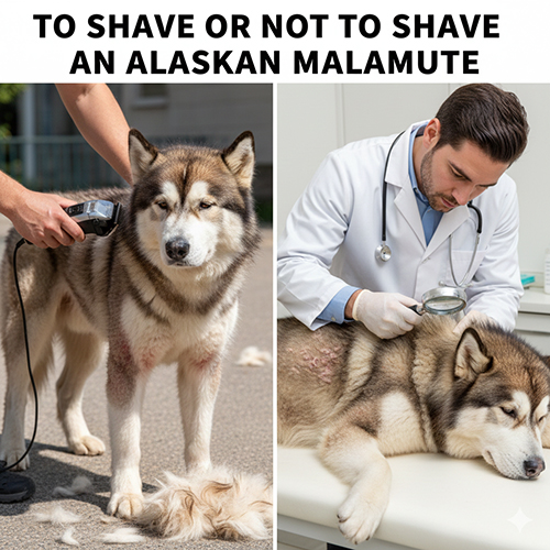 So sánh việc cạo lông và không cạo lông chó Alaska Malamute cùng các rủi ro da liễu