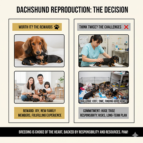 Infographic cân nhắc trước khi quyết định cho chó Lạp xưởng sinh sản